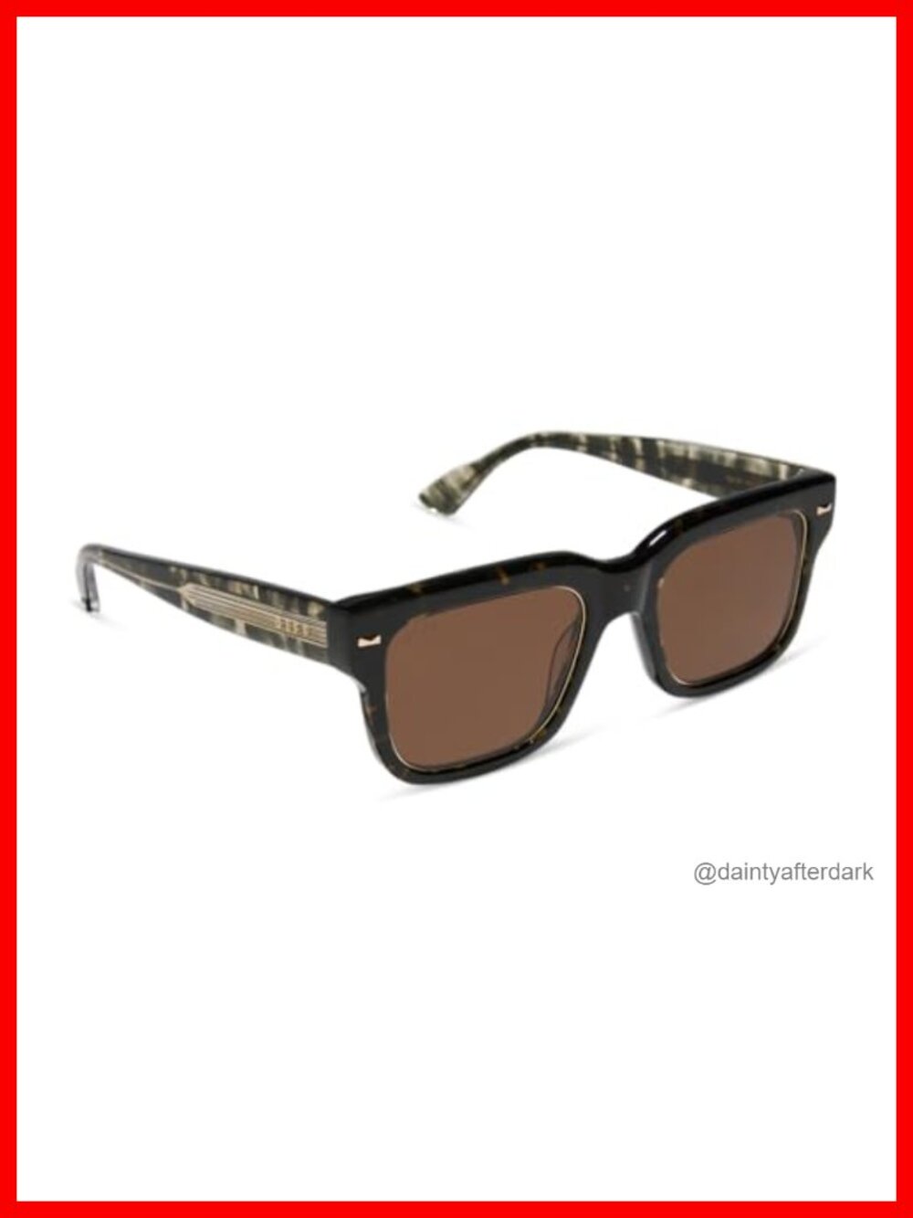 Designer Rectangle Sunglasses UV400 Acetate Frame Medium Wide Fit